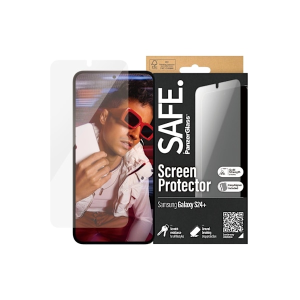 SAFE by PanzerGlass skjermbeskytter Samsung Galaxy S24 Plus, Ultra-Wide Fit med EasyAligner