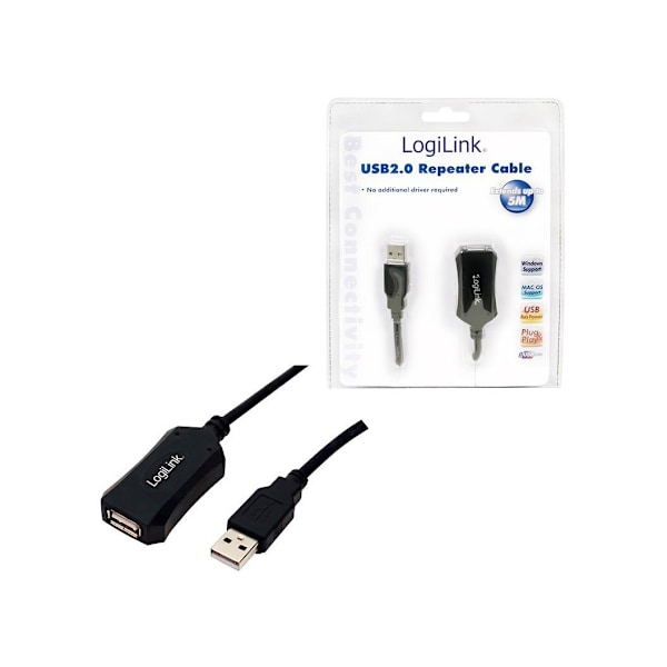 Logilink, USB-A - USB-A, USB 2.0 toistin 5m