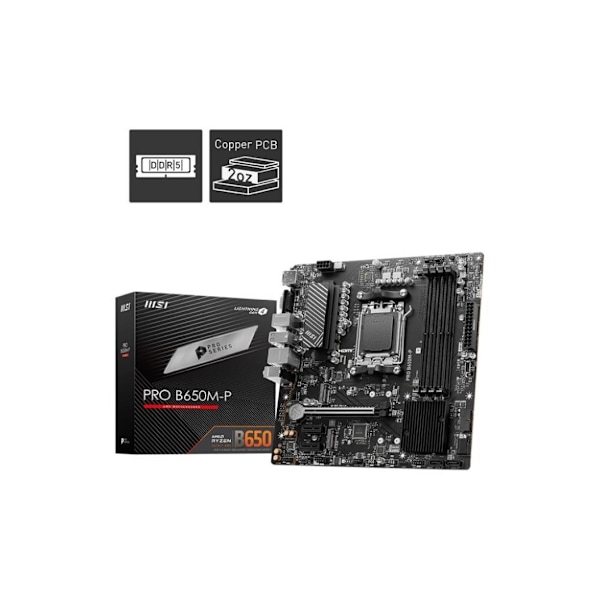 Emolevy MSI AMD b650 (sam5, micro-atx, muisti ddr5, muistipaikat 4, 2xpci-express 1x, 1xpci-express 16x, 2xm.2)