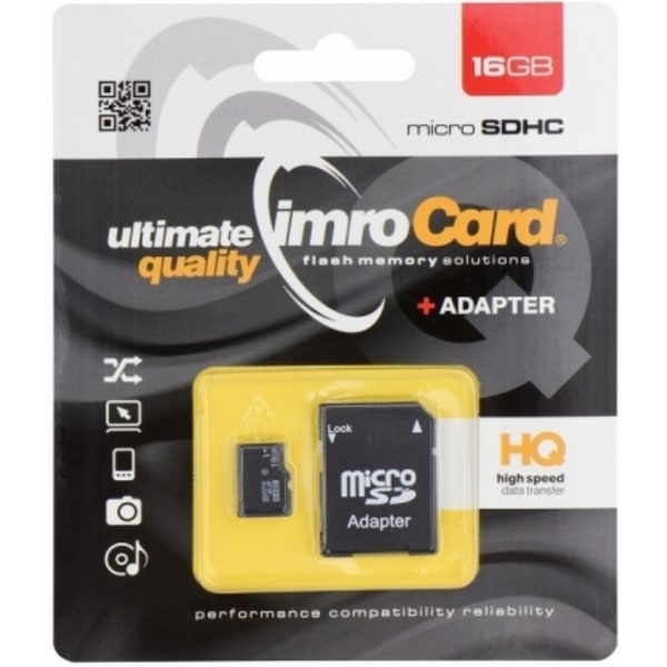 Flashminneskort, Micro SDHC 16 GB Klass 4 PAMIMRSDG0018, Imro