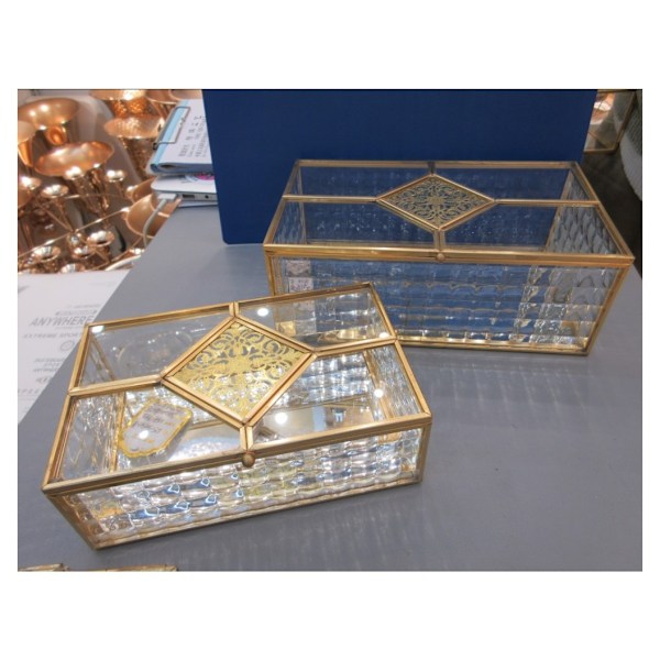 Glaslåda BERYL 16x10xH5,5cm, gyllene