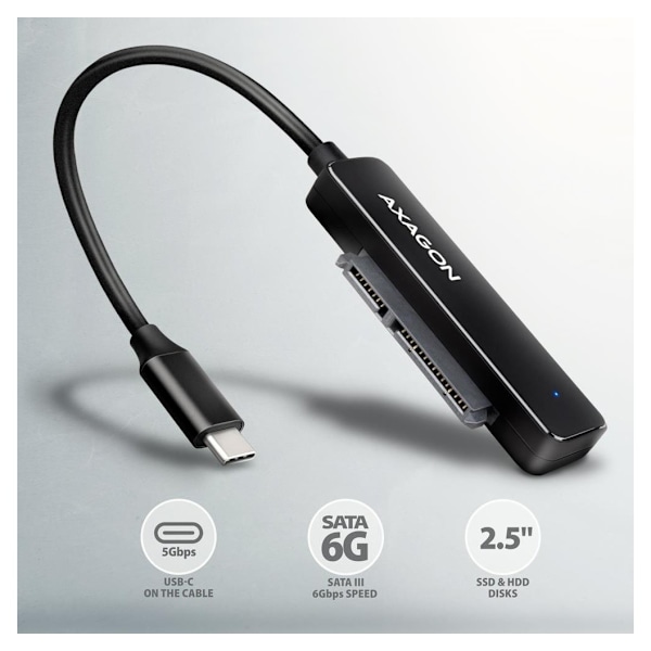 AXAGON, USB-C 5 Gbps - SATA 6G, 2,5" SSD/HDD SLIM-adapter, ADSA-FP2C