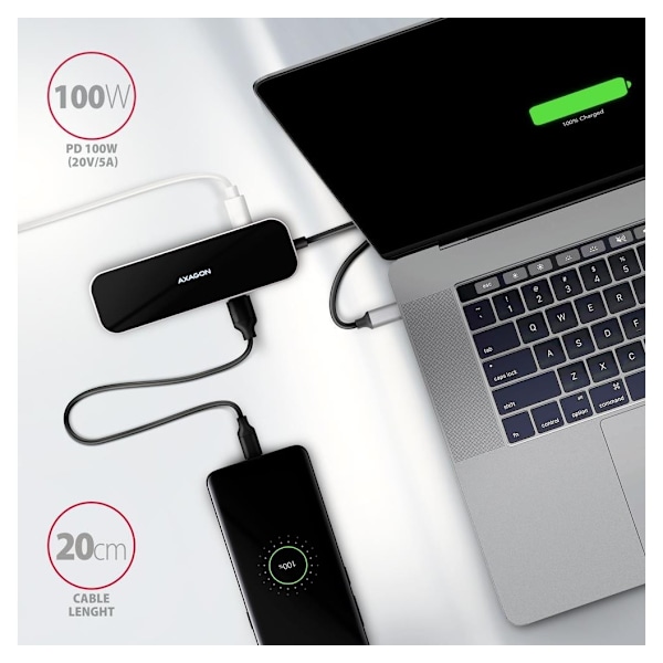 AXAGON, SuperSpeed ​​USB-C COMBO 6in1 Hub, HMC-6GL