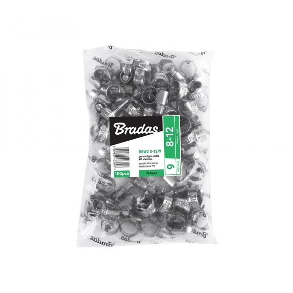 Sæt med 100 produkter. Rustfri zebra slangeklemme BRADAS 1220