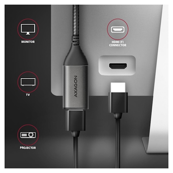 AXAGON, USB-C till HDMI, Aktiv omvandlare