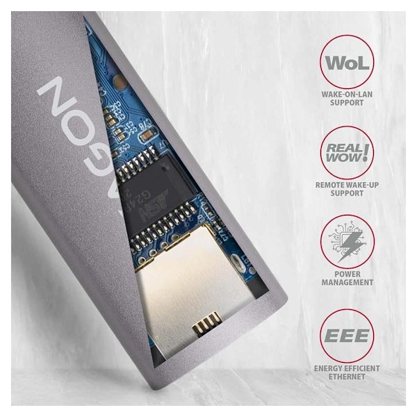 AXAGON, ADE-TR Kompakti alumiininen USB 3.2 Gen 1 Gigabit Ethernet 10/100/1000Mbit sovitin automaattisella asennuksella
