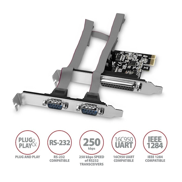 AXAGON, PCI-Express-kort med en parallel og to serielle porte 250 kbps, PCEA-PSN