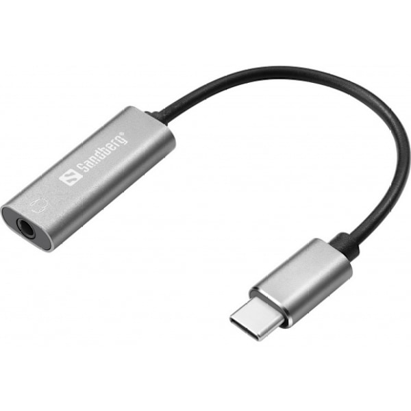Tillbehör för anslutning av USB-C Audio Adapter Silver/Svart, Sandberg