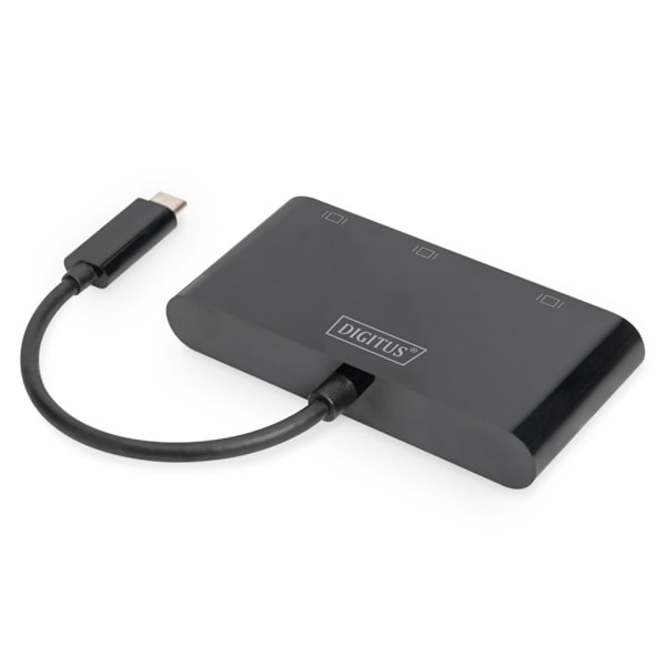 Digitus, USB-C grafikkadapter, USB-C 3-i-1 trippelskjermadapter (HDMI, DP, VGA)