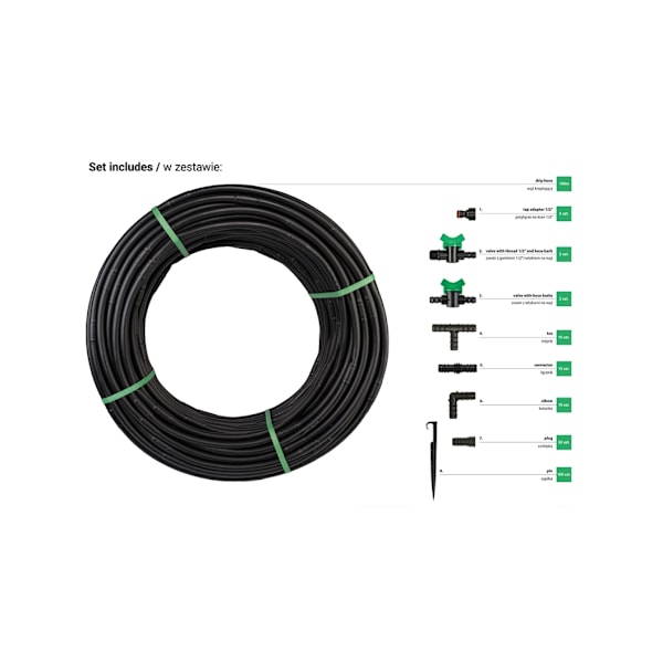 Setti WATER FLOW DRIP-letkulla - 100m