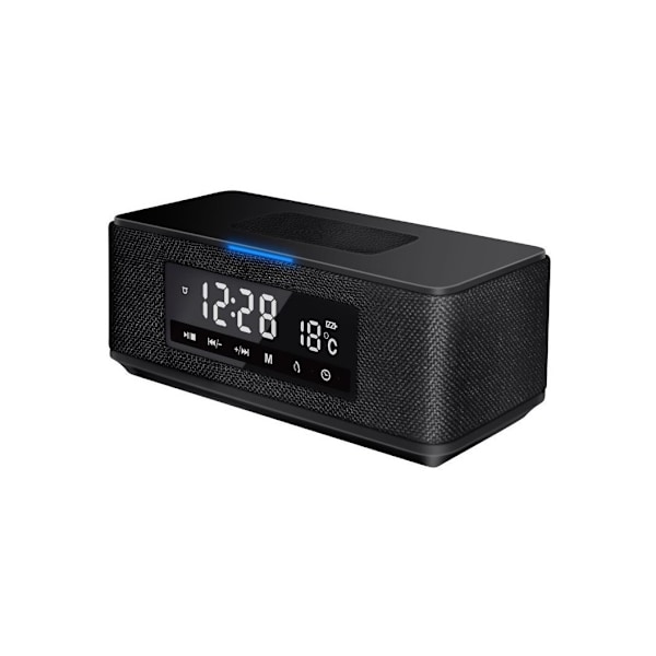 Platinet trådløs høyttaler + klokkeradio + Qi-lader Daily PMGQ15B, svart Sort