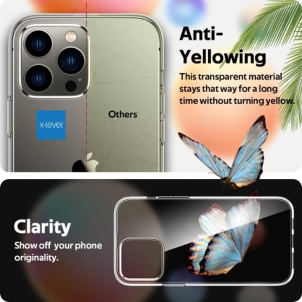 Mobiltelefonfodral, genomskinligt fodral baktill för Apple iPhone 13, X-Level
