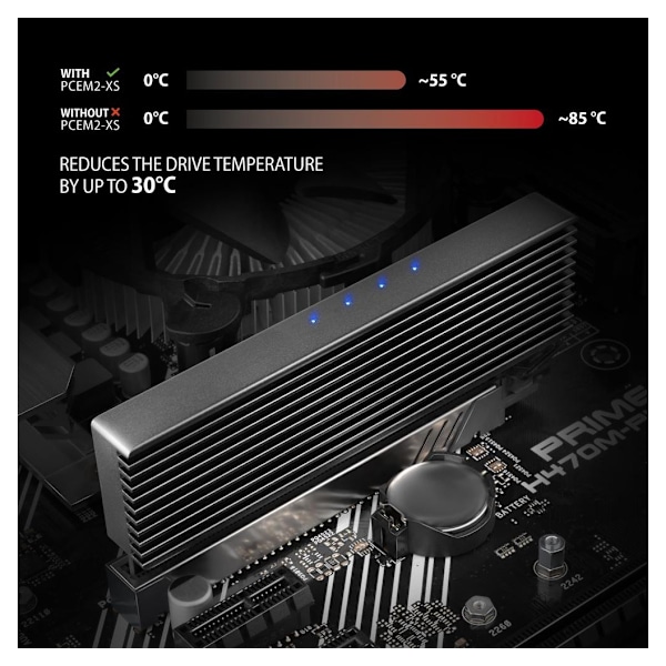 AXAGON, PCI-Express x16-adapter med kjøler for tilkobling av en NVMe M.2 SSD-stasjon til en datamaskin, PCEM2-XS