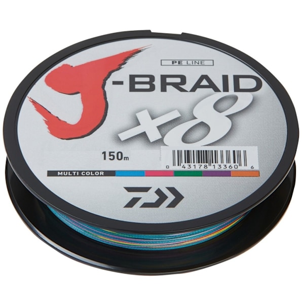 Flätad fiskelina Daiwa J-Braid X8 0,06mm 150m flerfärgad