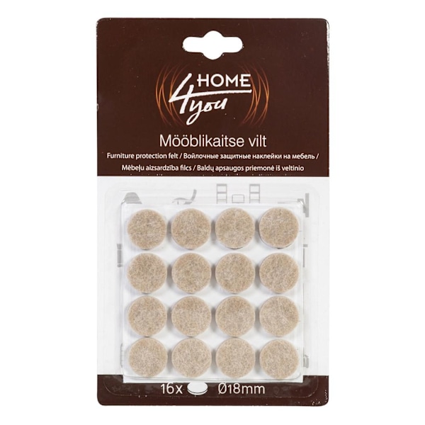Möbelskyddande filtdynor D18mm, 16st, beige