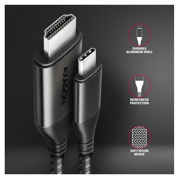 AXAGON, USB-C till HDMI, Aktiv omvandlare