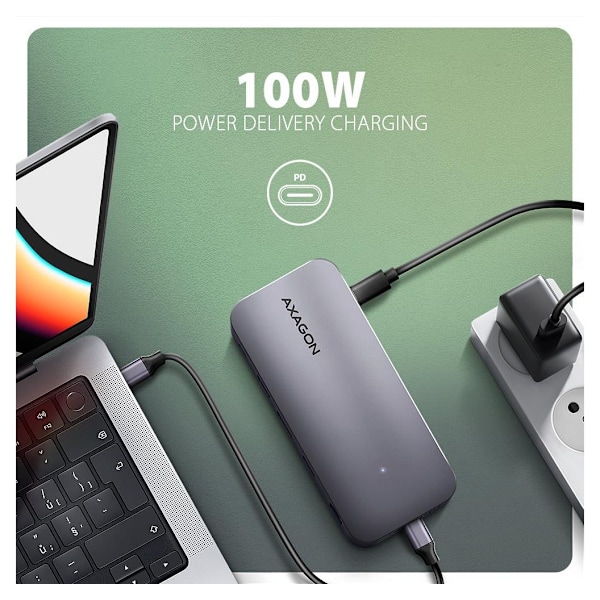 AXAGON, USB-C 10Gbps GEN2COMBO 12in1-keskitin, HMC-12GM2