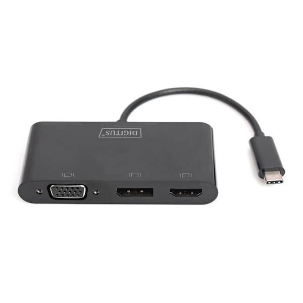Digitus, USB-C grafikkadapter, USB-C 3-i-1 trippelskjermadapter (HDMI, DP, VGA)