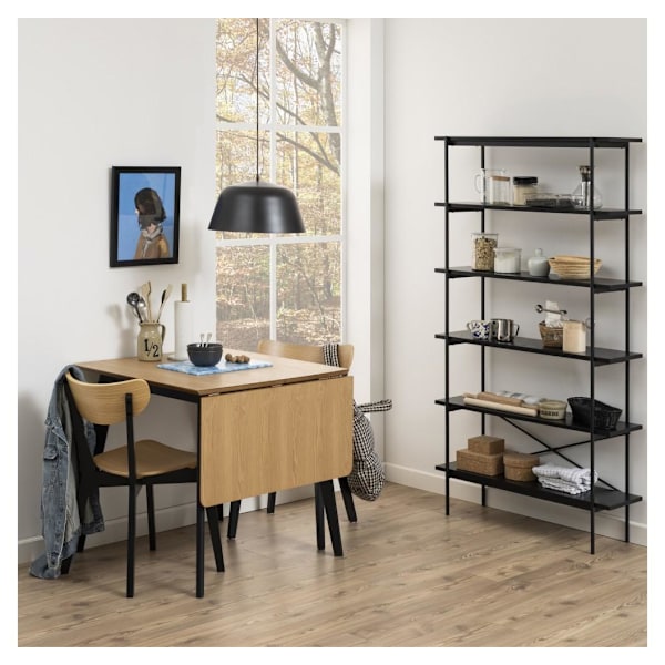 Spisebord ROXBY, 80/120x80xH76cm, eg/sort
