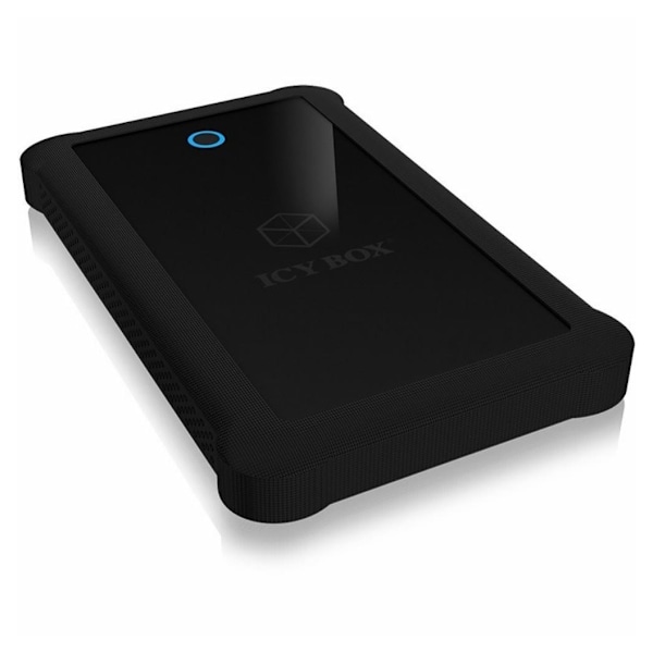 Raidsonic, 2,5", ICY BOX, IB-233U3-B Eksternt kabinett for 2,5" SATA HDD/SSD med USB 3.0-grensesnitt og silikonbeskyttelseshylse