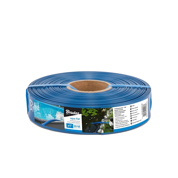 Set med 2 produkter. Flatslange AQUA - FLAT PE / EVA i sett med slangeklemme WP1 - 1 "- 30m