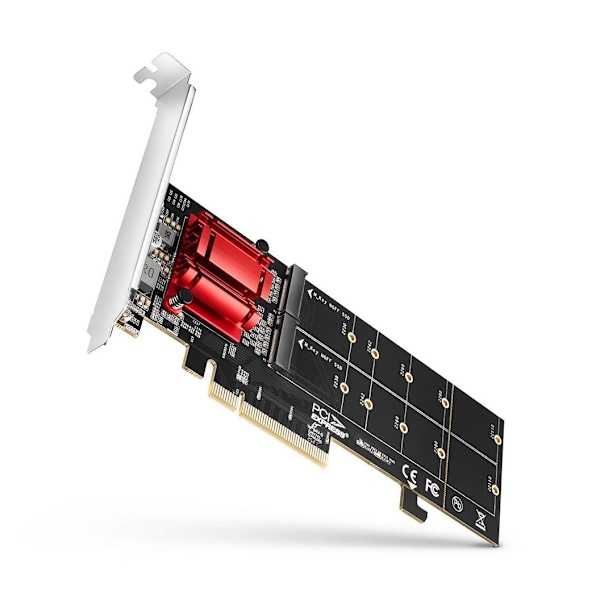 AXAGON, PCIe 2x NVMe M.2-controller, PCEM2-ND Sort, Rød