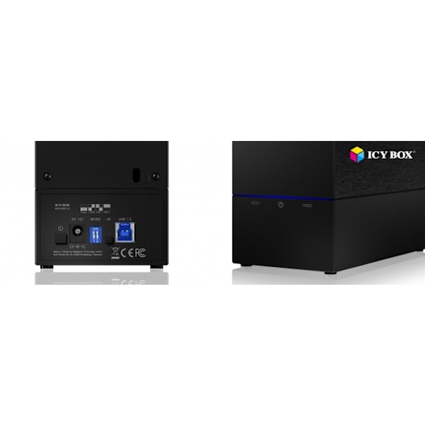 Ekstern HDD/SSD-kabinet 2x3,5" USB 3.0 Sort IB-RD3621U3, Icy Box