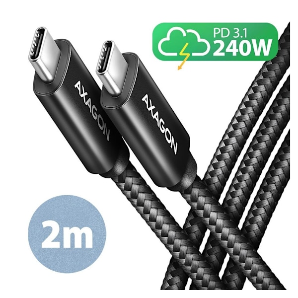 AXAGON, USB-C til USB-C, Data og opladning USB 480 Mbps kabel, 2 m, BUCM2-CM20AB