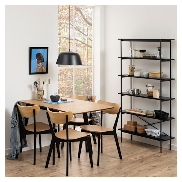 Spisebord ROXBY, 80/120x80xH76cm, eg/sort