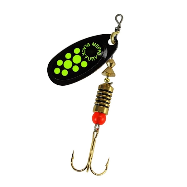 Spinner MEPPS BLACK FURY-4 8,0g musta/chartreuse täpliä