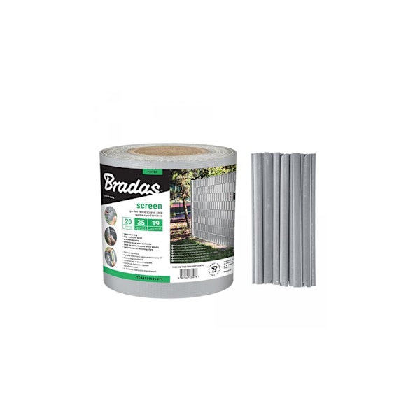 Hagegjerde skjermlist 19cm x 35m, 450g/m² lys grå Grey