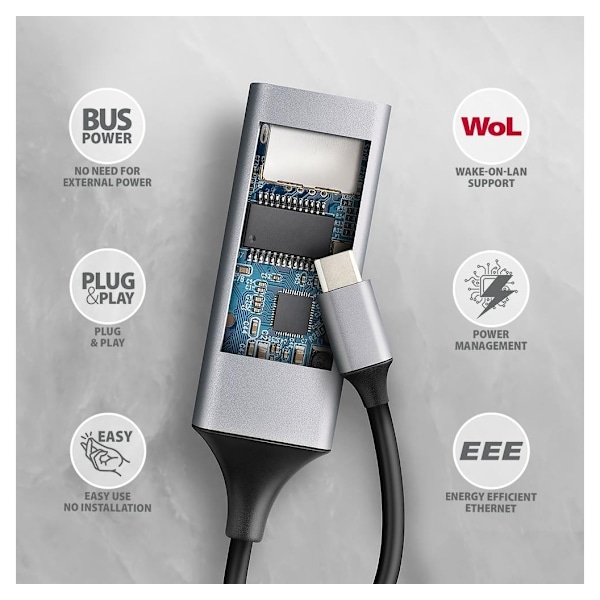 AXAGON, ADE-TXPD USB-C Gigabit Ethernet-adapter med PD 100W