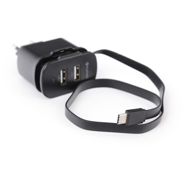 Platinet-laturi 2xUSB 3,4A + USB-C-kaapeli (44654)