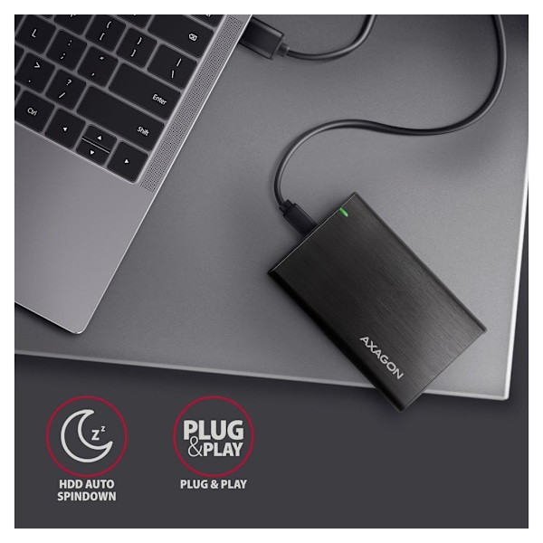AXAGON, skruvlös aluminium USB 3.2 Gen 1 - SATA 6G extern box för 2,5" SSD/HDD, EE25-A6C