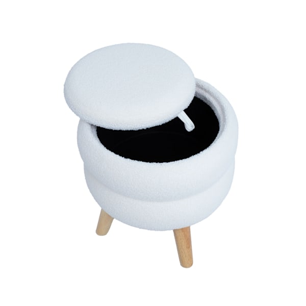 Ottoman/ bord HANA D40xH41cm, vit, med förvaring
