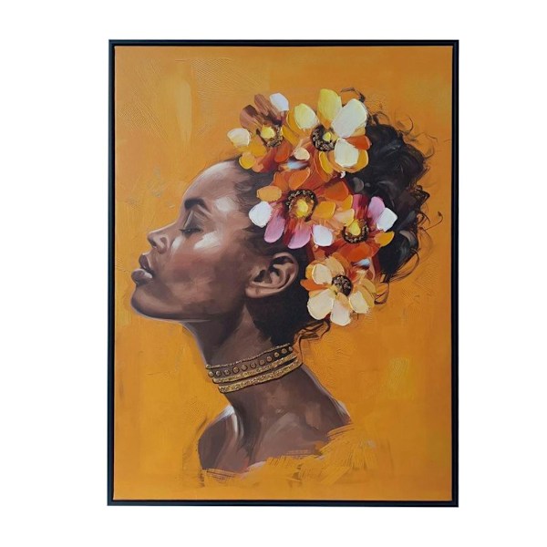 Veggkunst WALLY 60x80cm, kvinne og blomster 1