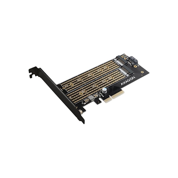 AXAGON, PCI-Express x4-adapter for å koble opptil to M.2-disker til en datamaskin, PCEM2-D