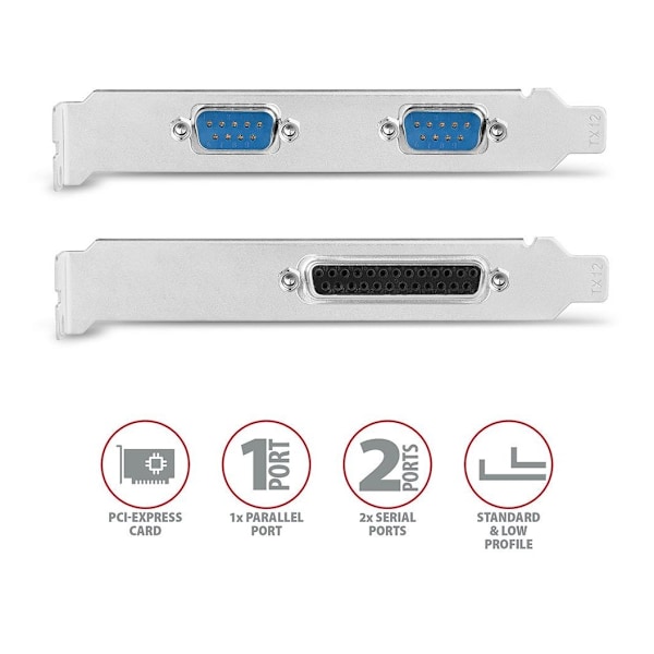 AXAGON, PCI-Express-kort med en parallell og to serielle porter 250 kbps, PCEA-PSN