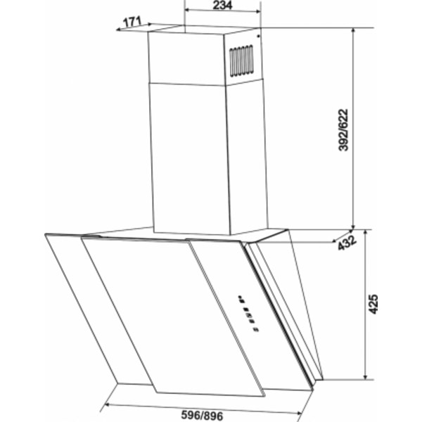 Moderni liesituuletin VST L 15 200 60 IS+BL, Eleyus
