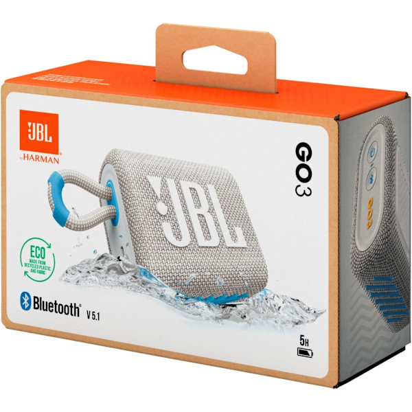 JBL langaton kaiutin Go 3 Eco, valkoinen