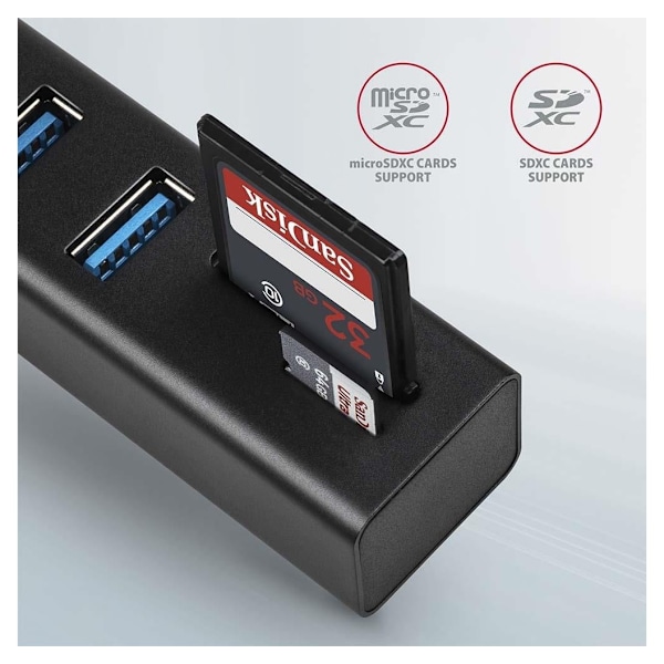 AXAGON, SuperSpeed ​​USB-A Hub og kortleser, HMA-CR3A