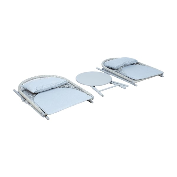 Balcony set YOLANDA 2 chairs and table, light gray