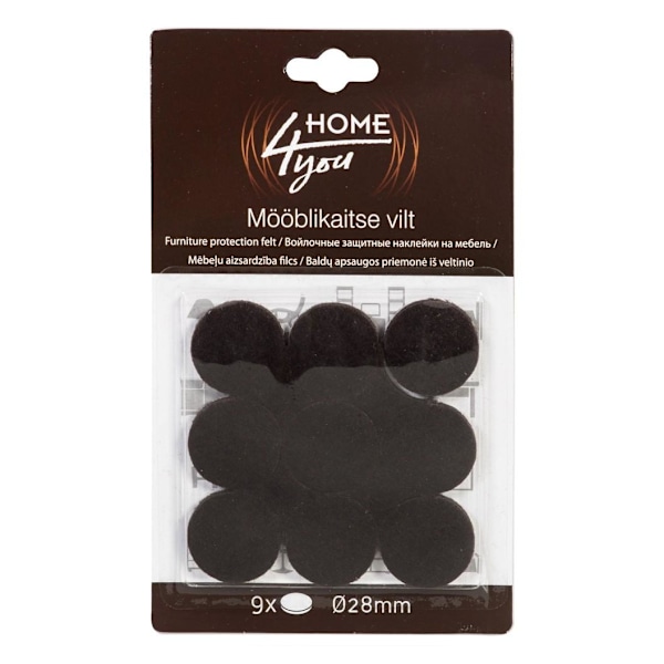 Möbelskyddande filtdynor D28mm, 9st, svart