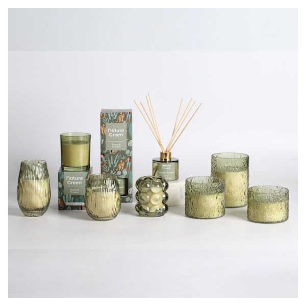 Doftljus i glas NATURE GREEN H9,2cm, Tranquil Summer