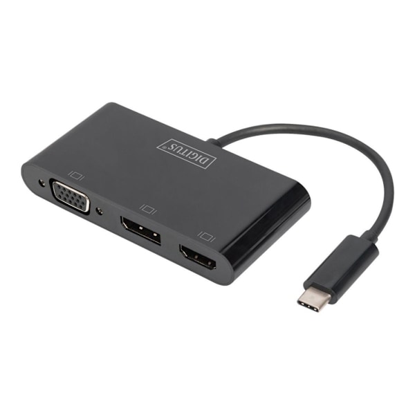 Digitus, USB-C grafikkadapter, USB-C 3-i-1 trippelskjermadapter (HDMI, DP, VGA)