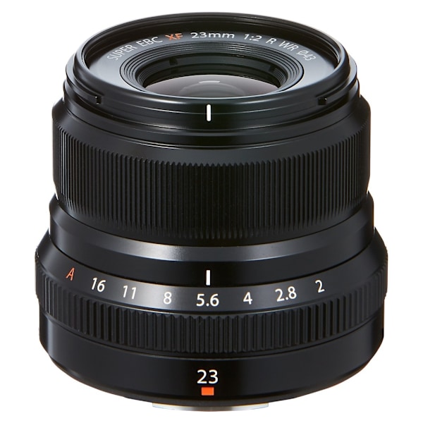 Fujinon XF 23mm f/2.0 R WR -objektiivi, musta musta
