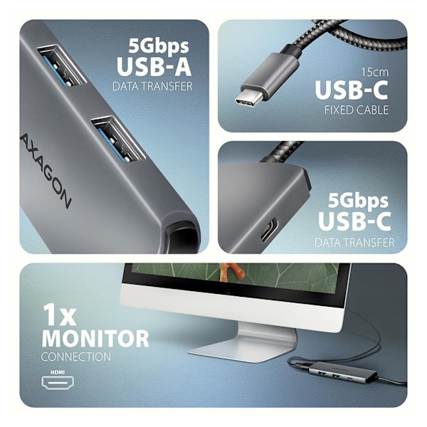 AXAGON, USB-C 5 Gbps 5in1 8K Hub, HMC-5H8K