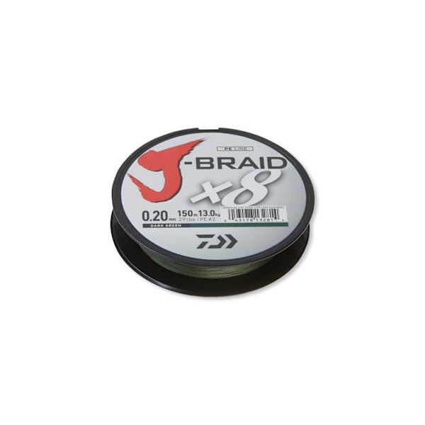 Flettet line Daiwa J-Braid X8 0,20mm 150m mørkegrøn