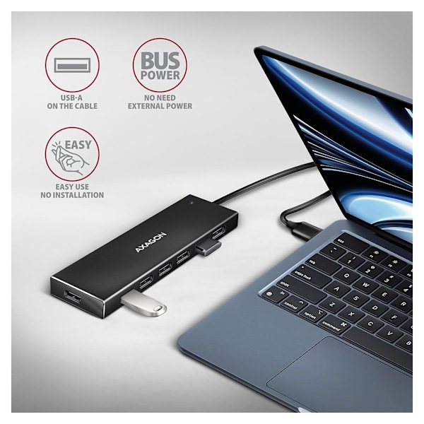 AXAGON, SuperSpeed ​​USB-A FLAT Hub, HUE-F7A