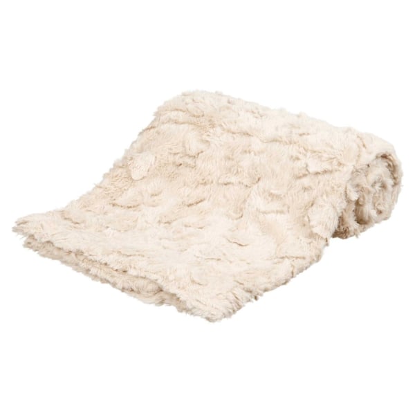 Hundtäcke Mysigt täcke, strukturerad mjuk plysch, 100 × 70 cm, beige
